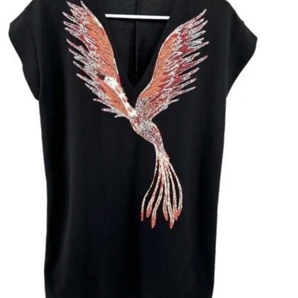 ZARA women’s V-neck Phoenix mini shift dress size S summer lightweight party - Picture 3 of 7